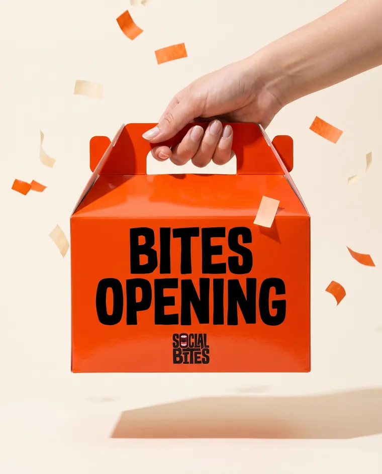 Bites Opening als Box mit Social-Bites-Logo